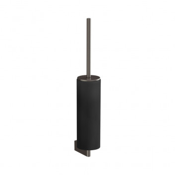 Toilet brush Gessi Ingranaggio, wall mounted, z czarną ceramiką - Black Metal Brushed PVD