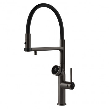 Toilet brush Gessi Ingranaggio, wall mounted, z czarną ceramiką - Black Metal Brushed PVD