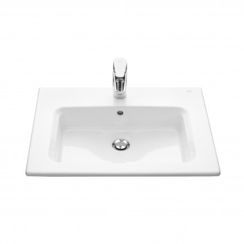 Recessed washbasin Roca Gap Square, 60x39cm, rectangular, overflow, battery hole, white