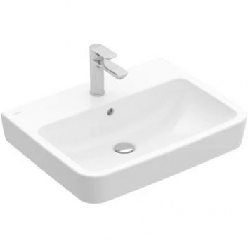 Countertop washbasin Villeroy & Boch O.novo, 55x46cm, z overflow, battery hole, Weiss Alpin CeramicPlus