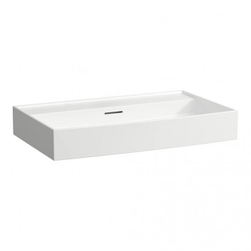 Washbasin wall mounted with top on the left stronie, z ukrytym liniowym odpływem, Laufen Kartell - White 