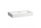 Washbasin wall mounted with top on the left stronie, z ukrytym liniowym odpływem, Laufen Kartell - White 