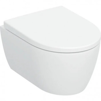 Bowl WC hanging Geberit iCon 53x36 cm, bez kołnierza, spłukiwanie wirowe with soft-close WC seat - white