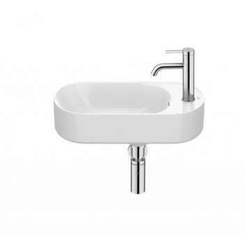 Washbasin wall mounted / vanity Roca Meridian right 80 x 46 cm, with tap hole, z overflow, Fineceramic - white