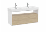 Cabinet bathroom Roca Meridian 120 x 46 cm, with 2 drawers i otwartą półką (do kompletacji z umywalką Meridian) - white mat / olcha