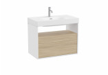Cabinet bathroom Roca Meridian 120 x 46 cm, with 2 drawers i otwartą półką (do kompletacji z umywalką Meridian) - white mat / olcha