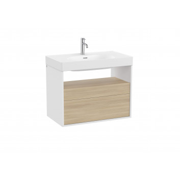 Cabinet bathroom Roca Meridian 120 x 46 cm, with 2 drawers i otwartą półką (do kompletacji z umywalką Meridian) - white mat / olcha