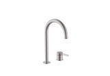Washbasin faucet Roca Ona z dźwignią nablatową, gładkim korpusem and cap click-clack - inox