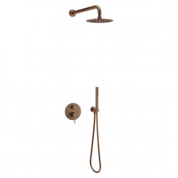 Shower set Excellent Pi, wall mounted with head shower 25 cm - gold szczotkowany