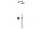 Shower set Excellent Pi, wall mounted with head shower 25 cm - gold szczotkowany