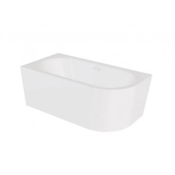 Bathtub freestanding Besco Avita A-Line, acrylic, right 170x75 cm, wallmounted, siphon z napełnieniem przez overflow white McAlpine czyszczony od góry - outside white shine, wewnątrz white shine