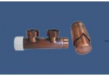 Set Schlosser Duo-Plex kątowy prawy, antyczna miedź + nypel 2szt. 1/2 x 3/4