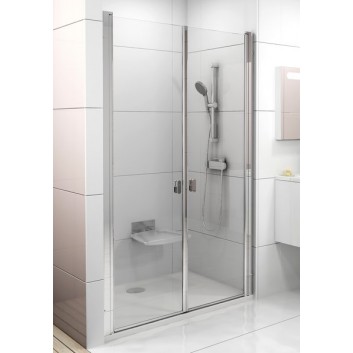 Drzwi wnękowe CSDL2-120 Ravak Chrome dwuelementowe, satyna + transparent- sanitbuy.pl