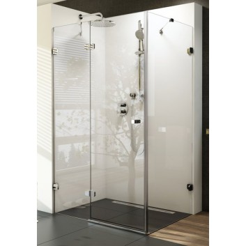 Drzwi prysznicowe i ścianka stała BSDPS 100x100 P Ravak Brilliant z wejściem z przodu - wersja prawa, chrom + transparent- sanitbuy.pl