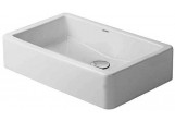 Washbasin Duravit Vero, without tap hole, z overflow, with shelf for battery, 60x38 cm, polished, white WonderGliss
