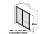 Door sliding Huppe Classics 120 cm with fixed element, silver shine, transparent glass