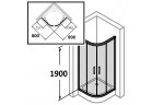 Quadrant shower enclosure door sliding Huppe Classics 80x90 cm, wys. 190 cm, silver matt, transparent glass 