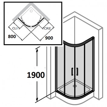 door sliding huppe aura elegance , 900 x 900 mm, glass silver mat , transparent- sanitbuy.pl