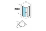 Swing door ze stałymi segmentami Huppe Design PURE, 1-part, 90 cm, wys. 200 cm, chrome, transparent glass z AntiPlaque