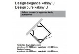 Cabin in the form of U Huppe Design Pure, silver mat, transparent glass