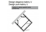 Cabin in the form of U Design Elegance, silver mat, transparent glass z AntiPlaque