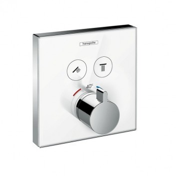 Bateria termostatyczna Hansgrohe ShowerSelect Glass podtynkowa, el. zewnętrzny, biały/chrom, 1 odbiornik- sanitbuy.pl