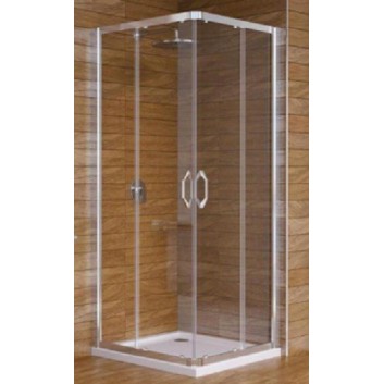 Corner shower cabin Hüppe ena 2.0 door sliding two-piece, silver shine, transparent Anti-Plaque- sanitbuy.pl