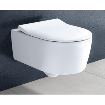 Wall-hung wc Villeroy&Boch Avento bezrantowa wraz with soft-close WC seat cienką, white- sanitbuy.pl