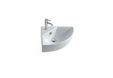 Corner washbasin, hanging Galassia Eden white, 45 x 45 x 14 cm, overflow i battery hole