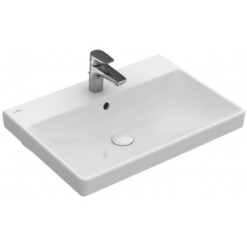 Wall-hung washbasin, rectangular Villeroy & Boch white Alpin, 65 x 47 x 15,5 cm, without overflow, battery hole- sanitbuy.pl