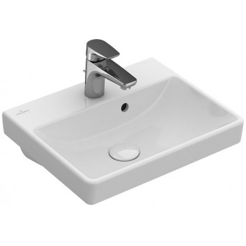 Wall-hung washbasin, rectangular Villeroy & Boch white Alpin, 55 x 37 x 15,5 cm, without overflow, battery hole- sanitbuy.pl