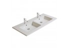 Wall-hung washbasin/drop in Galassia MEG11 white, 121 x 51 x 2 cm, double, with shelf for battery