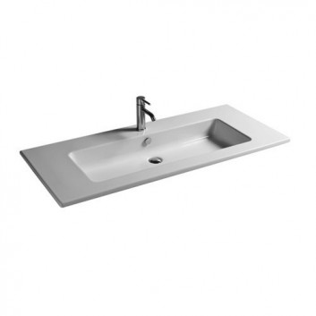 Wall-hung washbasin/drop in Galassia MEG11 white, 121 x 51 x 2 cm, double, with shelf for battery- sanitbuy.pl