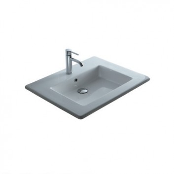 Recessed washbasin Galassia MEG11 white, 76 x 51 x 2 cm, with shelf for battery, overflow- sanitbuy.pl