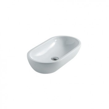Countertop washbasin, oval Galassia Midas white, 70 x 37 cm, without overflow i otworu na baterię- sanitbuy.pl