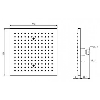 Overhead shower square Omnires 25x25 - sanitbuy.pl