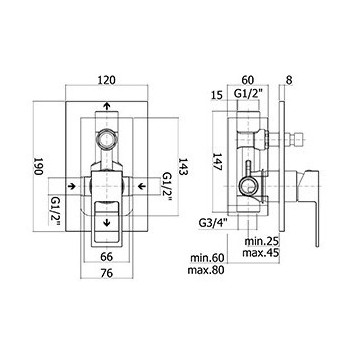 Concealed mixer 2 - drożna Paffoni Elle / Effe- sanitbuy.pl