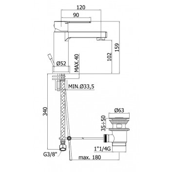 Washbasin faucet pionowa without pop Paffoni Ringo- sanitbuy.pl