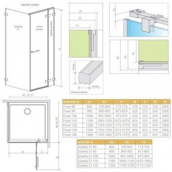 Front cabins Radaway Arta KDJ II 110x200cm left glass transparent Chrome+- sanitbuy.pl