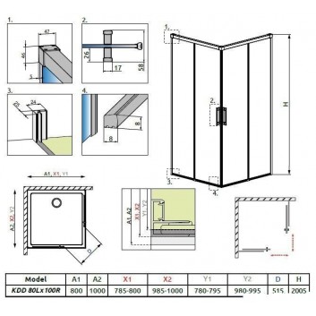 Shower cabin 100x80cm glass transparent chrome Radaway Idea Kdd - sanitbuy.pl