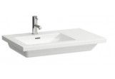 Washbasin wall mounted asymmetric 750 x 480 mm shelf on the right stronie with tap hole white Laufen LIVING SQUARE