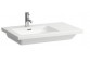 Washbasin wall mounted asymmetric 750 x 480 mm shelf on the right stronie with tap hole white Laufen LIVING SQUARE- sanitbuy.pl