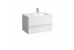 Washbasin wall mounted asymmetric 750 x 480 mm shelf on the left stronie with tap hole white Laufen LIVING SQUARE- sanitbuy.pl