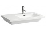 Washbasin wall mounted asymmetric 750 x 480 mm shelf on the left stronie without tap hole white Laufen LIVING SQUARE