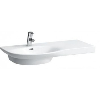 Washbasin wall mounted Laufen PALACE asymmetric 900 x 460 mm with tap hole shelf on the right stronie white- sanitbuy.pl