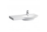 Washbasin wall mounted Laufen PALACE asymmetric 900 x 460 mm with tap hole shelf on the left stronie white 