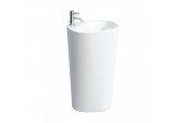 Monolityczna washbasin freestanding Laufen Palomba wallmounted ze zintegrowanym postumentem z 1 otworem 395x520x900 mm white 