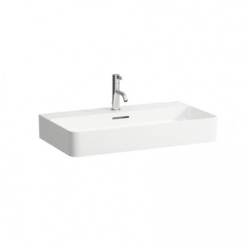 Washbasin wall mounted 750 x 420 mm SaphirKeramik with tap hole white - sanitbuy.pl