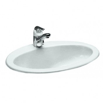 Countertop washbasin Laufen Indova 610 x 480 mm with tap hole i otworem przelewowym white- sanitbuy.pl